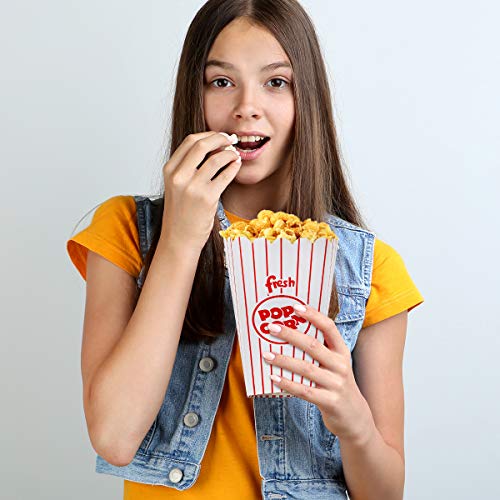 Eupako Popcorn Boxes 50 Pack 7.75 Inch Open-Top Paper Popcorn Box Great for Movie Night or Movie Party Theme, Theater Themed Decorations or Carnival Party Circus Box etc.