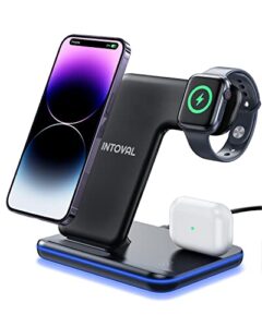 intoval charging station for apple iphone/iwatch/airpods, 3 in 1 wireless charger for iphone 14/13/12/11/xs/xr/xs/x/8, iwatch 8/ultra/7/6/se/5/4/3/2, airpods pro2/pro1/3/2/1 (z5,black)