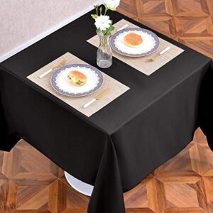 FURNLIK EVENTSDECO Square Tablecloth Black Polyester Table Cloth 200 GSM 52x52 Fabric Table Cloths for Banquet Buffet Kitchen Dining and Party