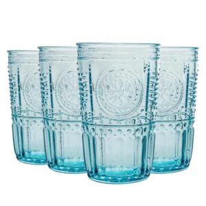 bormioli rocco romantic cooler glass, set of 4, 4 count (pack of 1), light blue