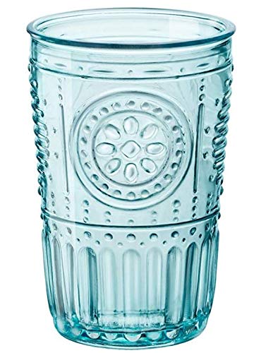 Bormioli Rocco Romantic Cooler Glass, Set of 4, 4 Count (Pack of 1), Light Blue