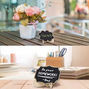 Reusable Mini Chalkboard Signs 30 Pcs in 3 Designs for Food Labels, Table Numbers, and Place Cards Display, Small Blackboards for Weddings, Buffet, and Parties with Wooden Frame and 2 Chalk Markers