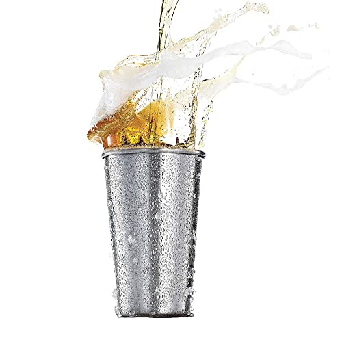 KISEER 5 Pack 16 Ounce Stainless Steel Pint Cups Shatterproof Cup Tumblers Unbreakable Metal Drinking Glasses for Bar, Home, Restaurant