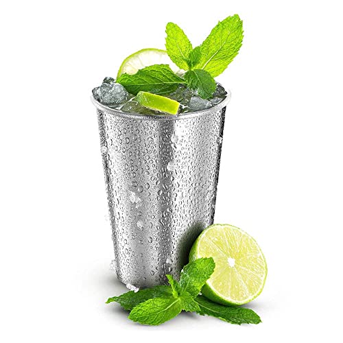 KISEER 5 Pack 16 Ounce Stainless Steel Pint Cups Shatterproof Cup Tumblers Unbreakable Metal Drinking Glasses for Bar, Home, Restaurant