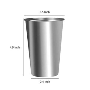 KISEER 5 Pack 16 Ounce Stainless Steel Pint Cups Shatterproof Cup Tumblers Unbreakable Metal Drinking Glasses for Bar, Home, Restaurant