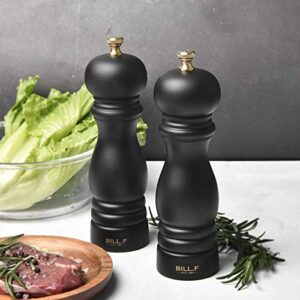 BILL.F Salt and Pepper Grinder Wooden Pepper Mill Grinder Salt Pepper Shakers Set of 2 with Adjustable Ceramic Rotor- 7 Inch