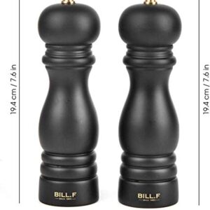 BILL.F Salt and Pepper Grinder Wooden Pepper Mill Grinder Salt Pepper Shakers Set of 2 with Adjustable Ceramic Rotor- 7 Inch