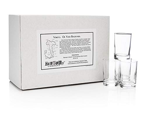 HISTORY COMPANY “Bàcaro di Veneto” Rustic Italian Stemless Wine Glass 4-Piece Set (Gift Box Collection)