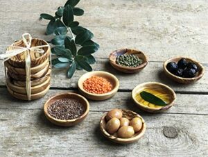 tubibu olive wood mini bowls set of 6 handmade bowls, handcrafted wooden mini bowls