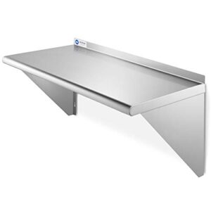 gridmann nsf 16 gauge stainless steel 12" x 24" kitchen wall mount shelf commercial restaurant bar w/ backsplash