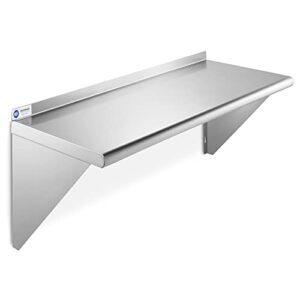 gridmann nsf stainless steel 18" x 36" kitchen wall mount shelf commercial restaurant bar w/ backsplash