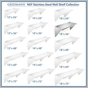 GRIDMANN NSF Stainless Steel 18" x 36" Kitchen Wall Mount Shelf Commercial Restaurant Bar w/ Backsplash