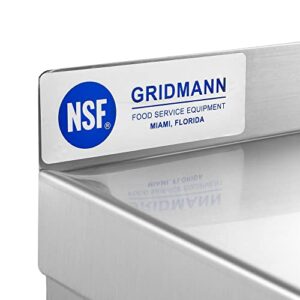 GRIDMANN NSF Stainless Steel 18" x 36" Kitchen Wall Mount Shelf Commercial Restaurant Bar w/ Backsplash