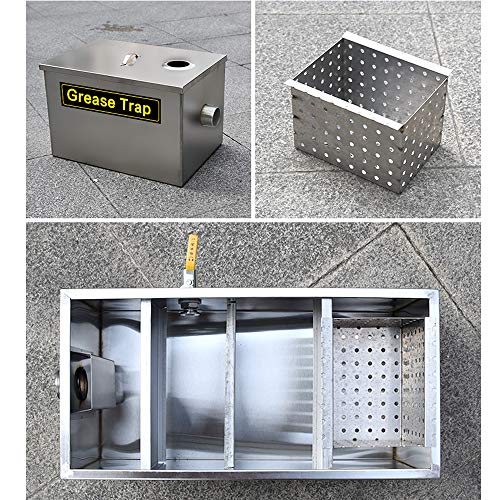 AnEssOil Commercial Grease Trap Stainless Steel Interceptor 0.15 Ton/h (35x20x18cm)