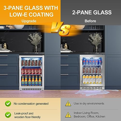 Advanics 20 Inch Wide Built in Beverage Refrigerator with Glass Door ...