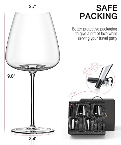 AOOE Red Wine Glasses Set of 4, Hand Blown Crystal Glasses-21 OZ,Large Burgundy Glasses- Light, Clear, Ultra-thin, Best for Wine tasting, Christmas, Anniversary, Birthday …