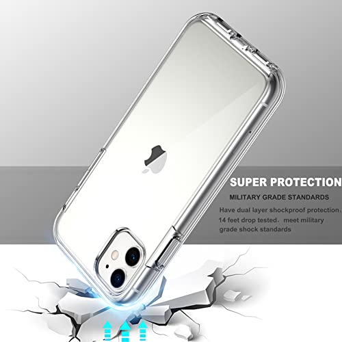 COOLQO Compatible with iPhone 11 Case, and [2 x Tempered Glass Screen Protector] for Clear 360 Full Body Coverage Hard PC+Soft Silicone TPU 3in1 Shockproof Protective Phone Cover