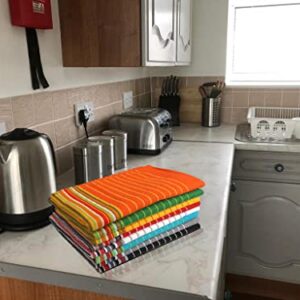 Urban Villa Kitchen Towels, Premium Quality, Cotton Dish Towels,Mitered Corners,Ultra Soft (Size: 20X30 in),Multi Color Waffle Stripes, Highly Absorbent Bar Towels & Tea Towels - (Set of 8)
