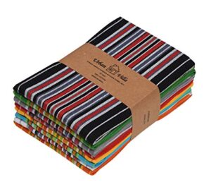 urban villa kitchen towels, premium quality, cotton dish towels,mitered corners,ultra soft (size: 20x30 in),multi color waffle stripes, highly absorbent bar towels & tea towels - (set of 8)