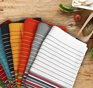 Urban Villa Kitchen Towels, Premium Quality, Cotton Dish Towels,Mitered Corners,Ultra Soft (Size: 20X30 in),Multi Color Waffle Stripes, Highly Absorbent Bar Towels & Tea Towels - (Set of 8)