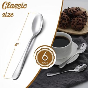 Hiware 6-Piece Demitasse Espresso Spoons, 4 Inches Stainless Steel Mini Coffee Spoons