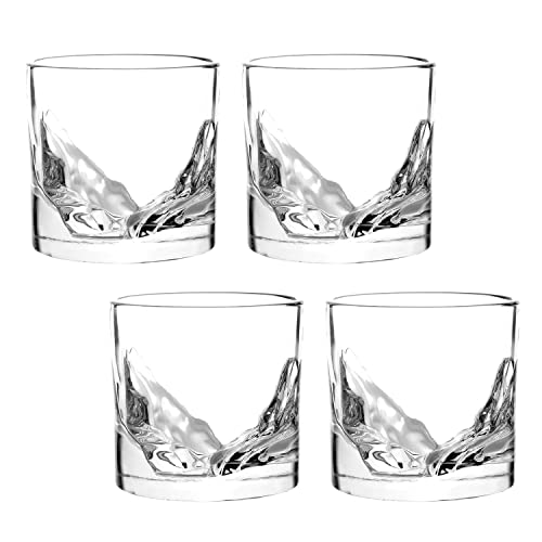 LIITON Grand Canyon Crystal Bourbon Whiskey Glasses Gift Set of 4, Heavy Freezable Old Fashioned Cocktail Glass Tumbler, Premium Luxury Gift for Men, Groomsman, 10 oz