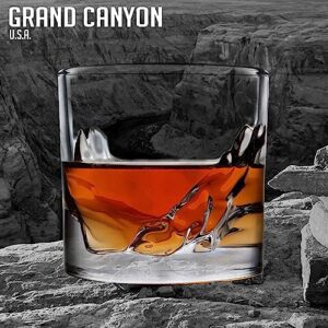 LIITON Grand Canyon Crystal Bourbon Whiskey Glasses Gift Set of 4, Heavy Freezable Old Fashioned Cocktail Glass Tumbler, Premium Luxury Gift for Men, Groomsman, 10 oz