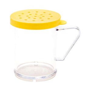 Restaurantware 10 oz Clear Plastic Dredge Spice Shaker - Restaurant Style - Polycarbonate - Yellow Coarse Lid - Seasoning, Sugar, Spice Shaker - 1ct Box - RW Base,Clear