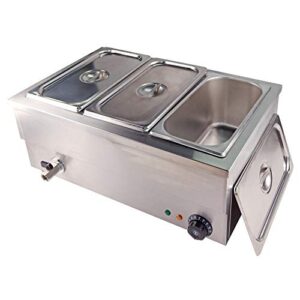 dulong commercial bain marie electric food warmer buffet warmer soup warmer stove steam table stainless steel container temperature control for catering restaurant commercial grade 1350w(1/3 gn 3 pan)