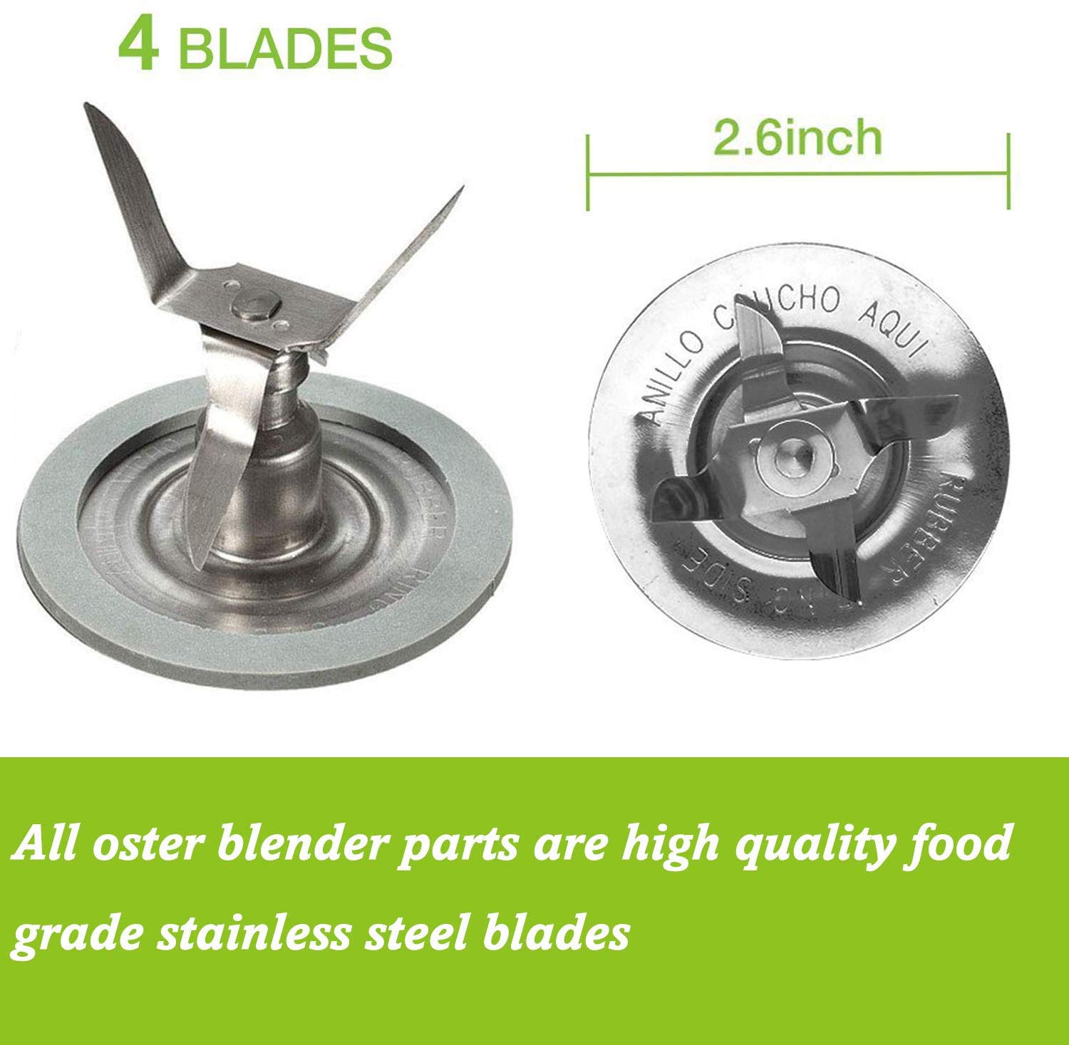 Blender Blade for Oster Osterizer with Sealing Ring Gasket Blender 4902 Blender Jar Bottom Coupling Stud Pin Kit Compatible with Oster Blender Glass Jar Replacement Kit