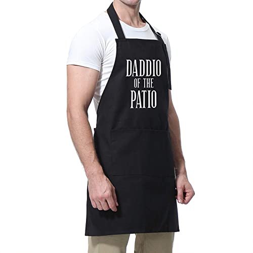 Miracu Grill Apron for Dad - Daddio of The Patio - Dad Gifts from Daughter, Son - Funny Birthday Gifts for Dad, Husband, Father in Law, Step Dad, Best Dad, Daddy - Dad Apron for Grilling BBQ Cooking