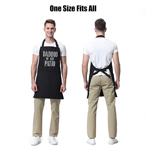 Miracu Grill Apron for Dad - Daddio of The Patio - Dad Gifts from Daughter, Son - Funny Birthday Gifts for Dad, Husband, Father in Law, Step Dad, Best Dad, Daddy - Dad Apron for Grilling BBQ Cooking