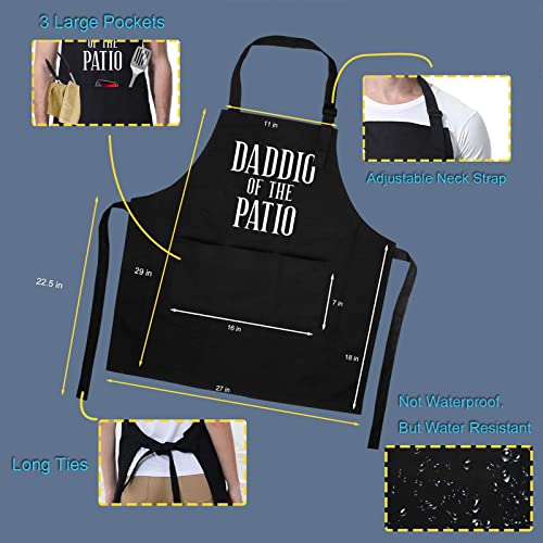Miracu Grill Apron for Dad - Daddio of The Patio - Dad Gifts from Daughter, Son - Funny Birthday Gifts for Dad, Husband, Father in Law, Step Dad, Best Dad, Daddy - Dad Apron for Grilling BBQ Cooking