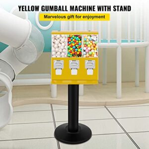 VBENLEM Triple Head Candy Vending Machine, 1-inch Gumball Vending Machine, Commercial Gumball Vending Machine with Stand and Adjustable Candy Outlet Size, Candy Vending Machine for Home, Gaming Stores