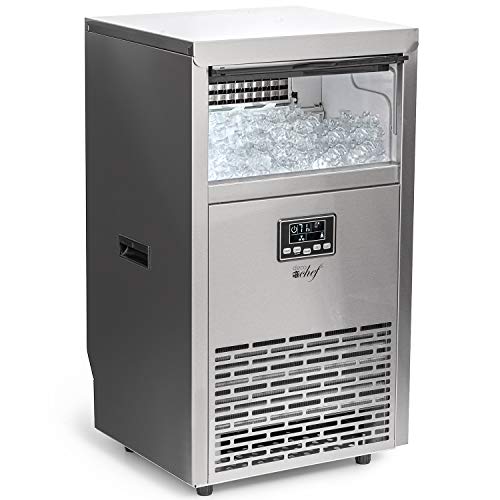 Deco Chef Commercial Ice Maker 99lb Every 24 Hours 33lb Storage Capacity Stainless Steel Great for Hotels, Restaurants, Bars, Homes, Offices Includes Connection Hoses and Ice Scoop