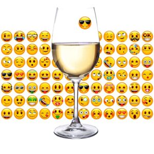 morcart 84pcs resuable emoji funny icons stickers decorative drink marker, party gift, personalized your life, removable & washable