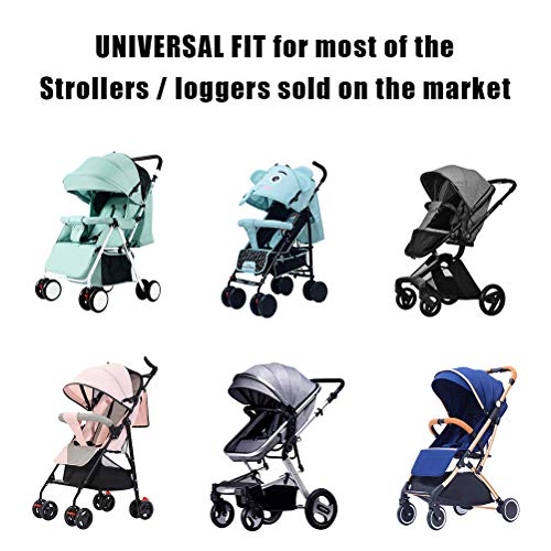 Emoly Upgraded Universal Stroller Rain Cover, Double Door Design & Large Storage Baby Stroller Weather Shield, Waterproof Stroller Cover, Food Grade EVA, Eye Protect (Black)