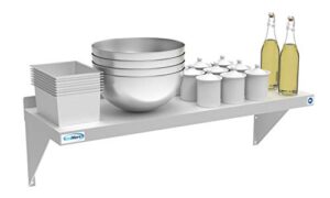 koolmore nsf stainless steel wall mount shelf - industrial grade metal shelf for commercial restaurant kitchens 12 x 36