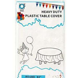 D&Z 12 Pack White Plastic Tablecloth Table Cloth 84" Round Disposable Table Cover for Party Birthday Wedding Christmas