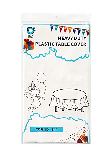 D&Z 12 Pack White Plastic Tablecloth Table Cloth 84" Round Disposable Table Cover for Party Birthday Wedding Christmas