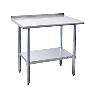 hally stainless steel table for prep & work 24 x 36 inches, commercial heavy duty table with undershelf and backsplash for restaurant, home and hotel