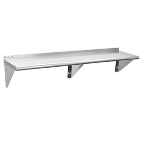 hally stainless steel shelf 14 x 60 inches, 400 lb, commercial wall mount floating shelving for restaurant, kitchen, home and hotel
