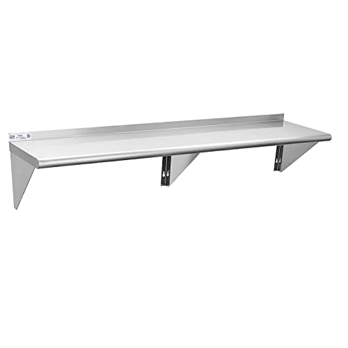 Hally Stainless Steel Shelf 14 x 60 Inches, 400 lb, Commercial Wall Mount Floating Shelving for Restaurant, Kitchen, Home and Hotel