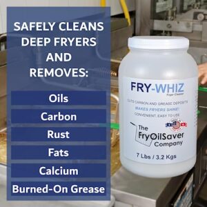 Fry-Whiz Deep Fryer Cleaner, Non-Foaming Fryer Cleaning Powder, Magic Clean Fryer Boil Out Powder to Remove Carbon & Grease Deposits in Deep Fryers, Makes Fryers Shine, 1 Gal Jar