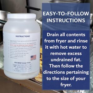 Fry-Whiz Deep Fryer Cleaner, Non-Foaming Fryer Cleaning Powder, Magic Clean Fryer Boil Out Powder to Remove Carbon & Grease Deposits in Deep Fryers, Makes Fryers Shine, 1 Gal Jar