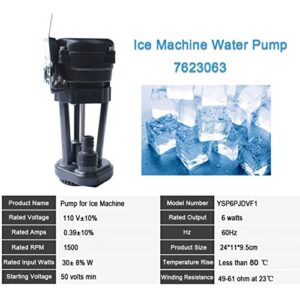 7623063 Water Pump Compatible with Manitowoc Ice Machine,Fit for Q, J, and B Series,Ice Maker Part 76-2306-3 110V-115V 6W 60Hz