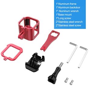 Nechkitter Aluminum Frame Housing Case for GoPro Hero 5 Session / 4 Session/Hero Session, CNC Aluminum Alloy Solid Protective Case with Wrench –Red