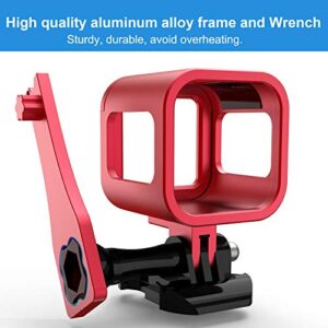 Nechkitter Aluminum Frame Housing Case for GoPro Hero 5 Session / 4 Session/Hero Session, CNC Aluminum Alloy Solid Protective Case with Wrench –Red