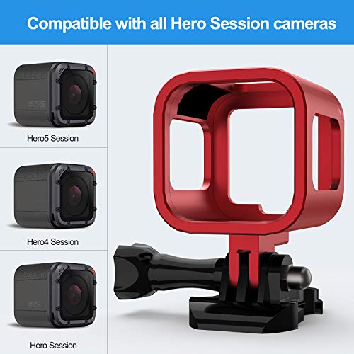 Nechkitter Aluminum Frame Housing Case for GoPro Hero 5 Session / 4 Session/Hero Session, CNC Aluminum Alloy Solid Protective Case with Wrench –Red