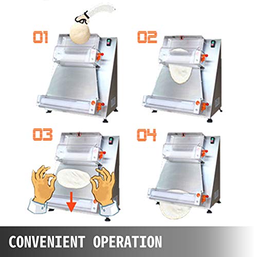 VEVOR Commercial Dough Roller Sheeter 15.7inch Electric Pizza Dough Roller Machine 370W Automatically Suitable for Noodle Pizza Bread and Pasta Maker Equipment